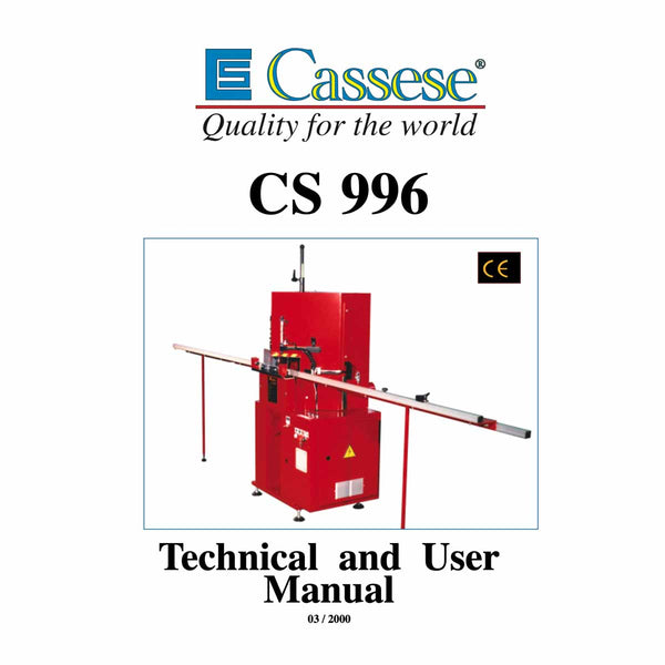 Cassese cs996 user manual _ Underpinner Spares