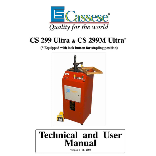 Cassese cs299 Ultra cs299M Ultra User Manual - Underpinner Spares