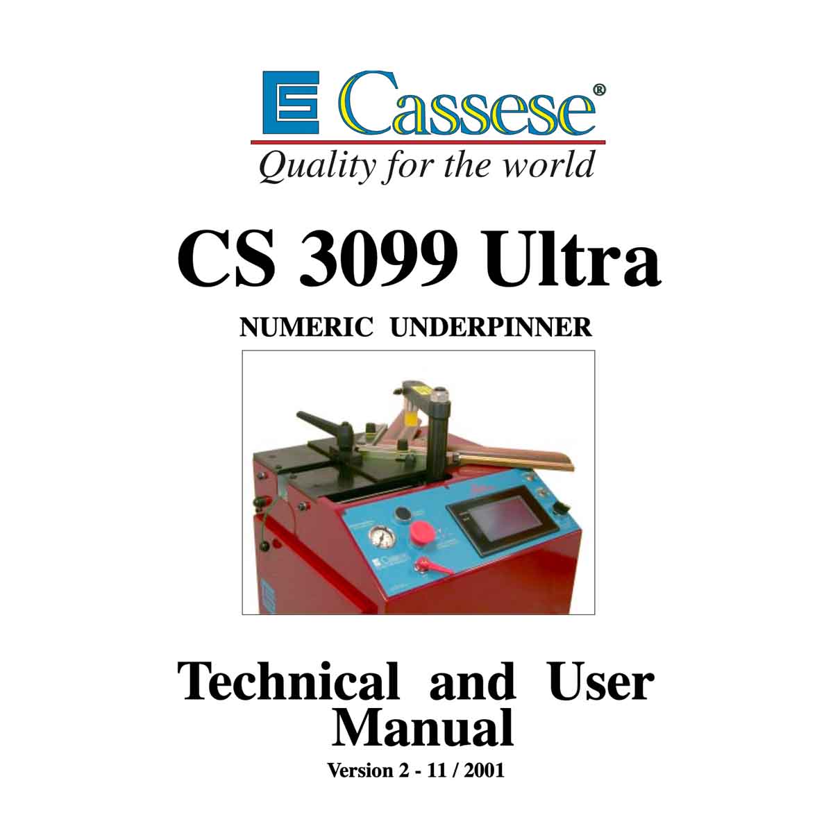 Cassese cs3099 Ultra user manual - Underpinner Spares