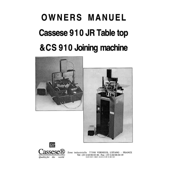 Cassese cs910 User Manual - Underpinner Spares