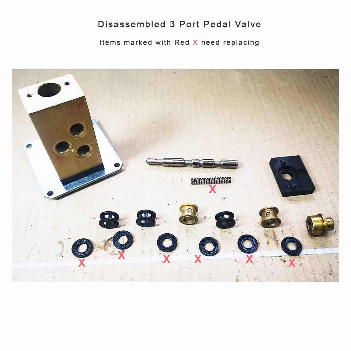 Disassembled pedal valve - Underpinner Spares